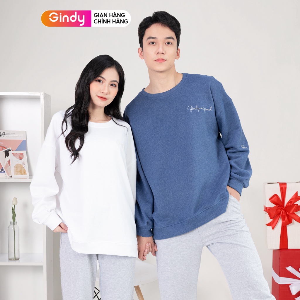 Áo nỉ nam nữ sweater basic dài tay cổ tròn GINDY unisex chất nỉ bông thời trang thu đông Hàn Quốc A019