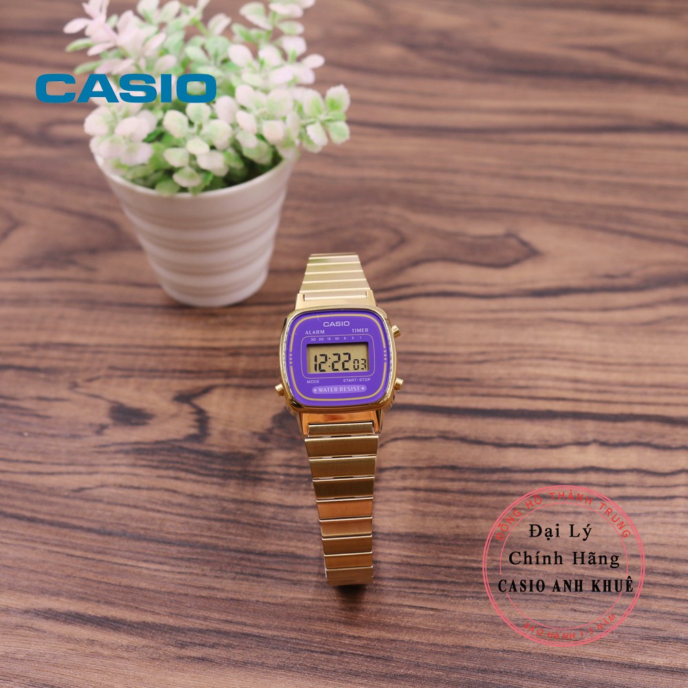 Đồng hồ điện tử nữ Casio LA670WGA-6DF dây kim loại