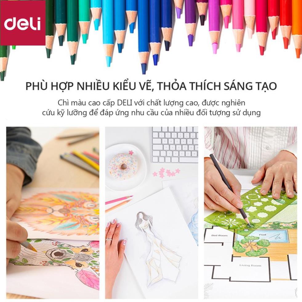 Bút chì màu gốc dầu cao cấp Deli - gỗ tự nhiên - 24/ 36/ 48/72 Màu - 6565 / 6566 / 6567 / 6568 [Deli]