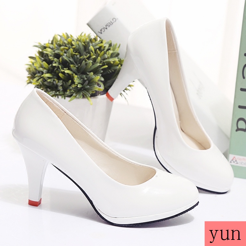 Giày Cao Gót Mũi Tròn Màu Đen Chống Nước Thời Trang Xuân Thu Cho Nữ