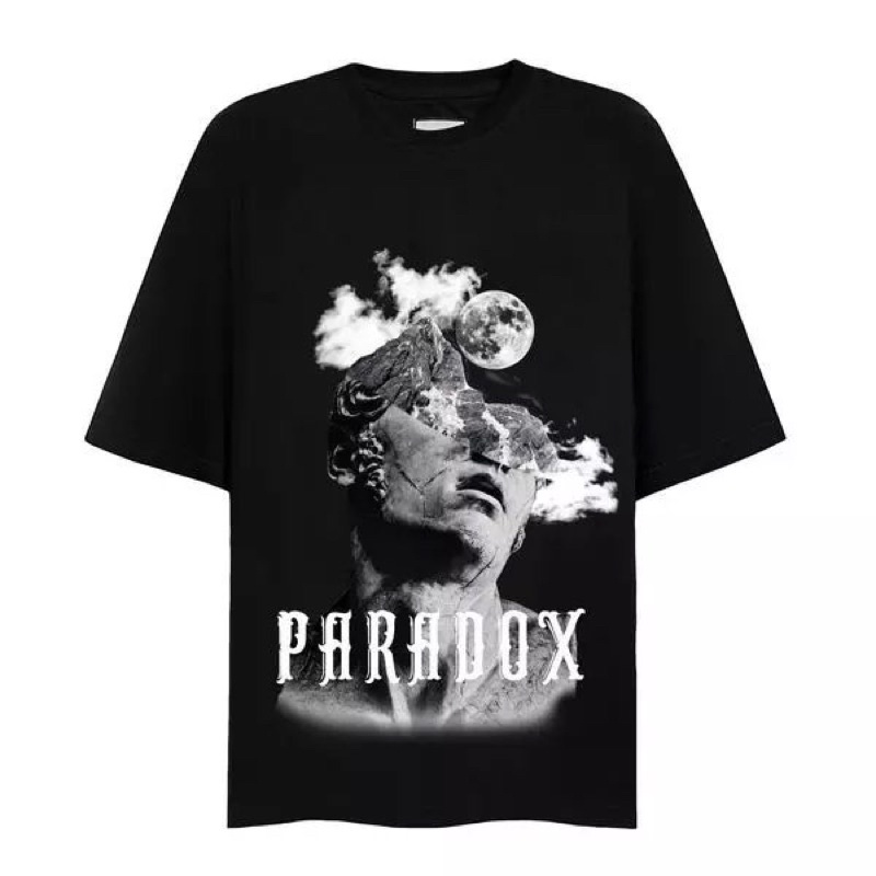 Áo thun tay lỡ form rộng Paradox unisex chất cotton dày nam nữ 2 màu Đen/Trắng