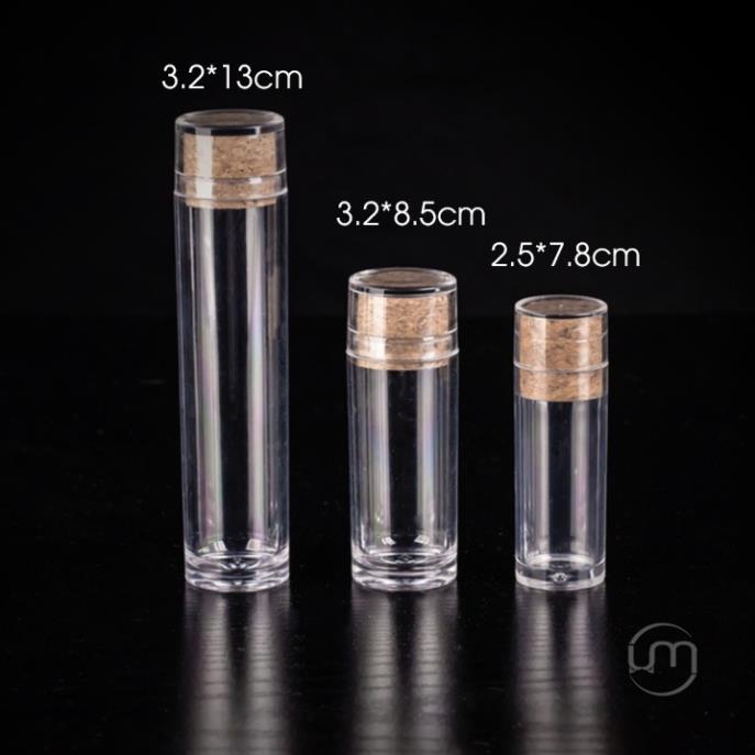 2.5*7.8cm- Ống nhựa nút bần đựng saffron, đông trùng hạ thảo,...loại nhựa dày, đẹp,