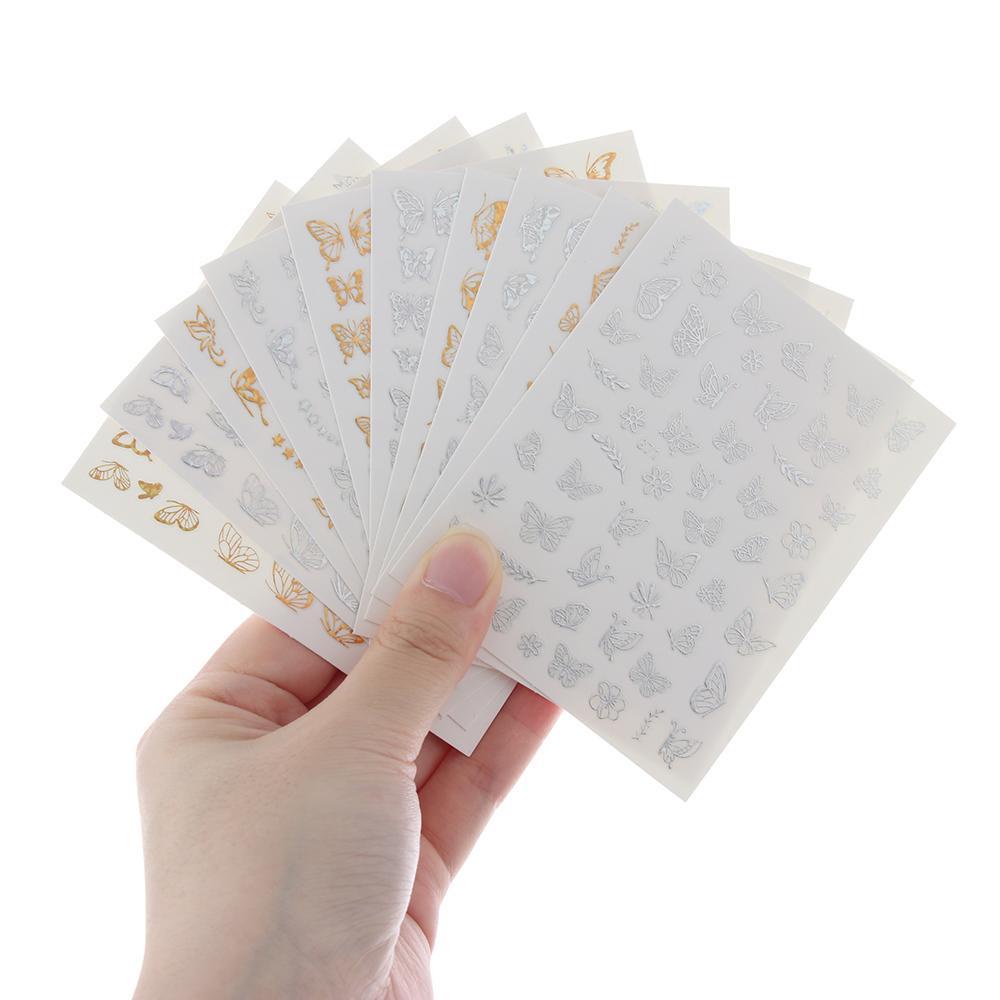 MAXG Sticker Dán Móng Nghệ Thuật Màu Vàng / Bạc Holographic