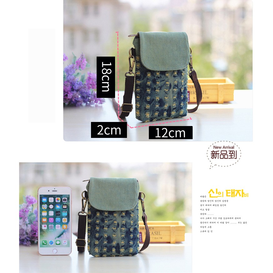 Túi Vải Denim Đeo Chéo Đựng Điện Thoại Iphone 12 / 2023 Phong Cách Mới