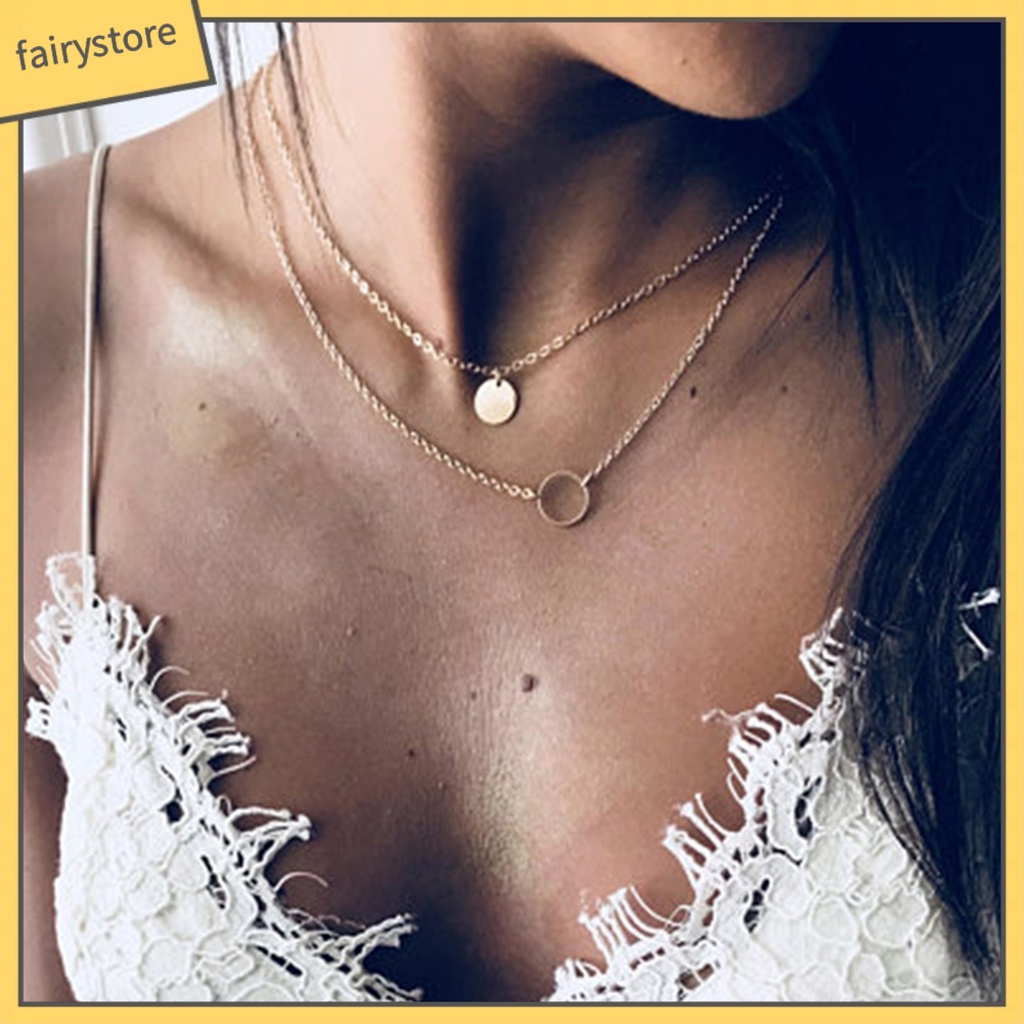 Dây chuyền có mặt dây hình tròn thiết kế đơn giản cho nữ