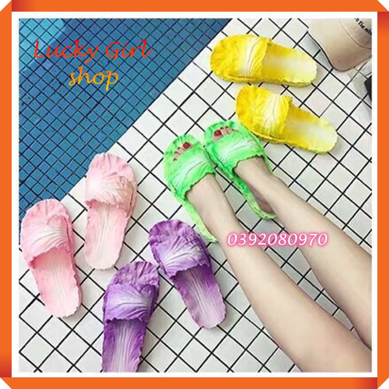 Dép Nữ Quai Ngang Cao Su Hình Bắp Cải Nhiều Màu Size 36-41 - Lucky Girl shop