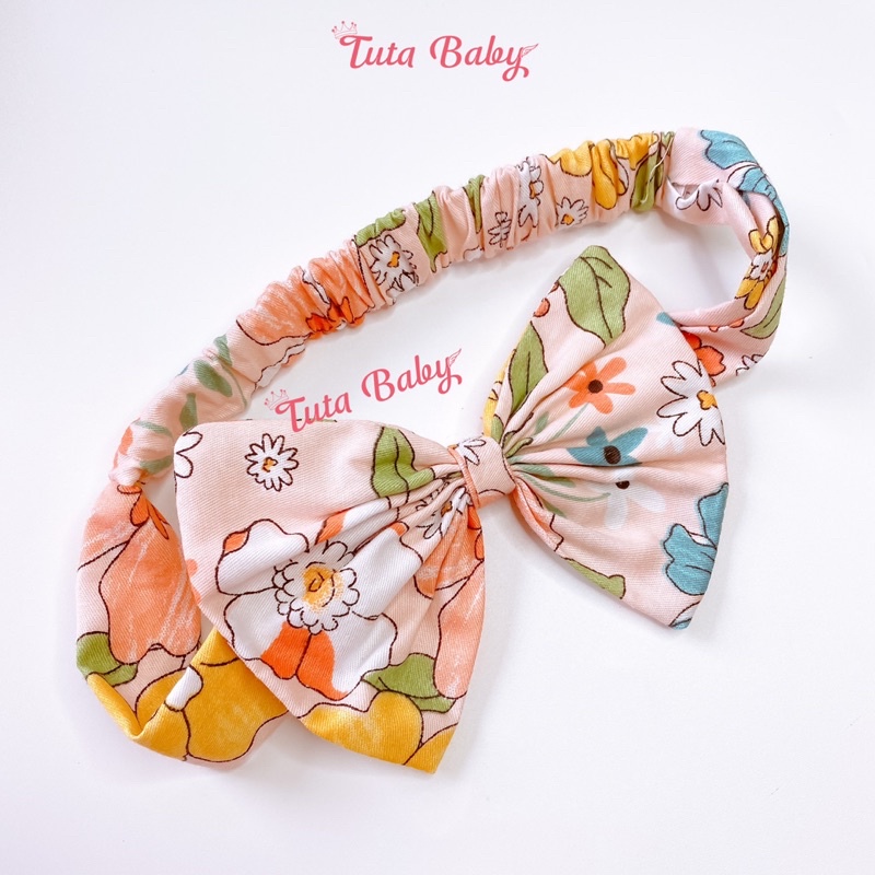 Jumsuit Cho Bé Gái Liền Thân Hoa Thô Lụa Cho Trẻ Em Từ 1 Đến 6 Tuổi Kèm Turban FREESHIP, Body Bé Gái Thiết Kế TUTA Baby