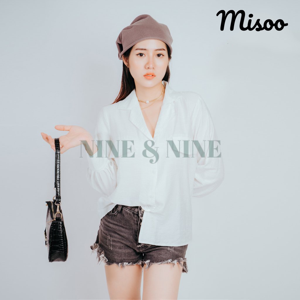 Áo sơ mi nữ tay dài - công sở đẹp dáng basic chất liệu đũi cao cấp Freesize hàng xuất Hàn Quốc