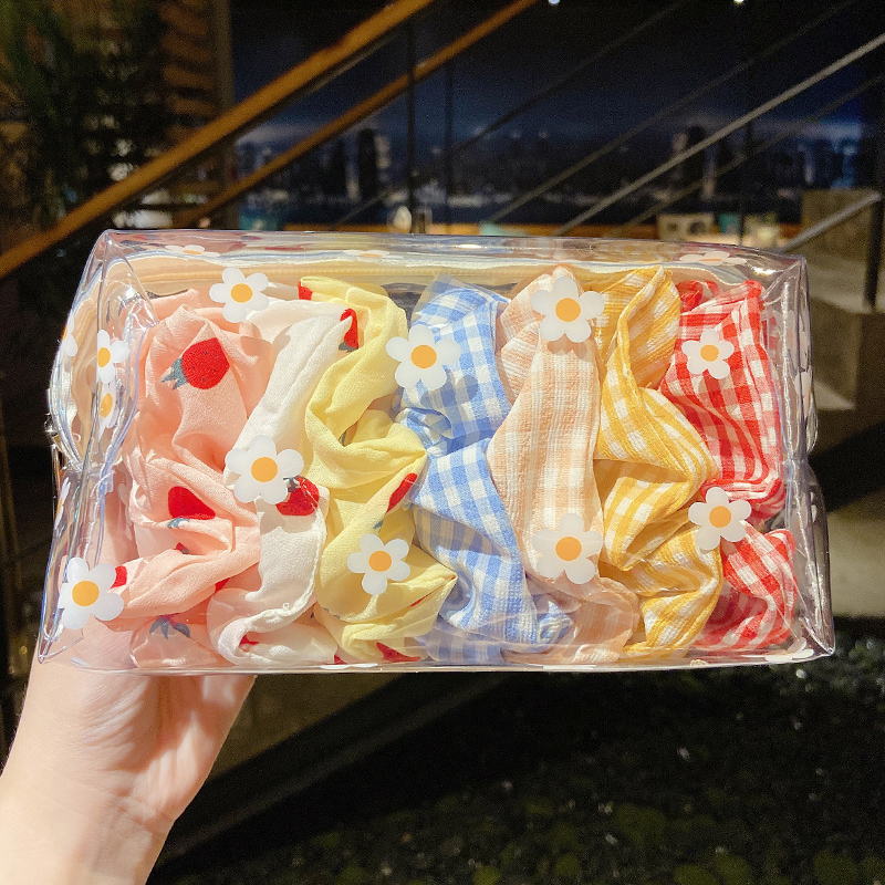 Set 6/7 dây cột tóc cao su vải voan phong cách Hàn Quốc xinh xắn cho nữ