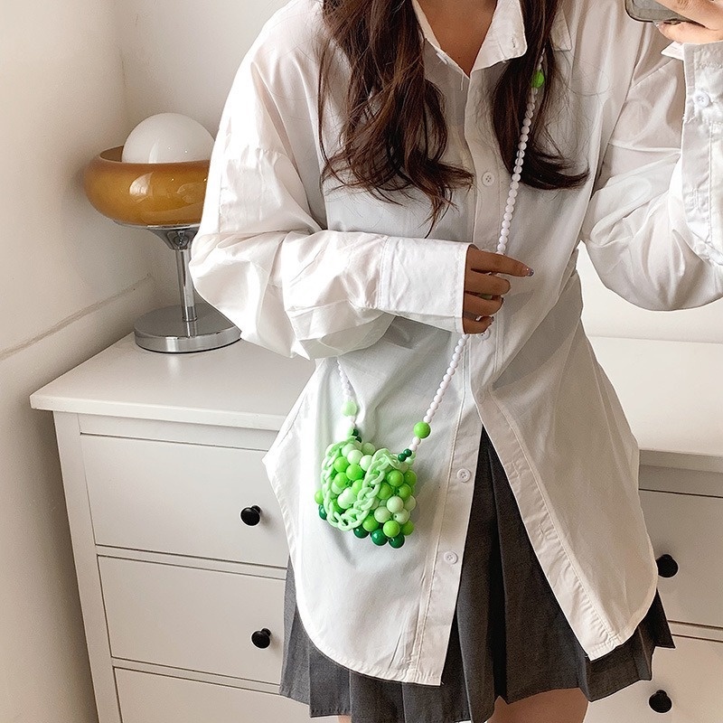 Túi Đeo Chéo Mini Hình Vuông Đính Hạt Ngọc Trai Nhiều Màu Sắc Phong Cách Retro Dành Cho Nữ GYLXB159