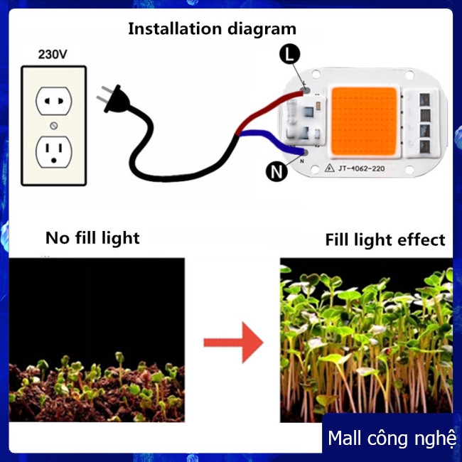 Đèn LED COB 20W/30W/50W toàn phổ trồng cây trong nhà có bước sóng 380-840nm