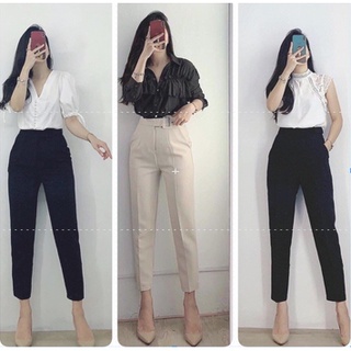 Quần tây baggy nữ lưng cao có đai, Baggy nữ công sở basic, Quần âu nữ thanh lịch