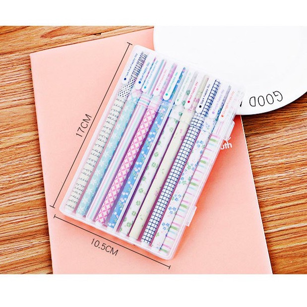 Bộ Bút Gel Nước 10 Cây 0.38mm (MỰC ĐEN) Dễ Thương