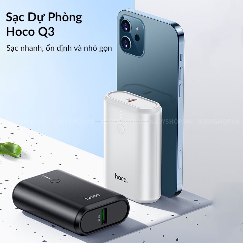 Sạc Dự Phòng Mini 10000mAh Sạc Nhanh PD 20W + QC 3.0 HOCO Q3 Đèn Led Báo Pin Cho iPhone Samsung Xiaomi Oppo Njoyshop