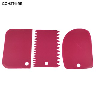 3Pcs Plastic Fondant Cake Cream Scraper Spatula Dough Cutter Kitchen Baking Tool