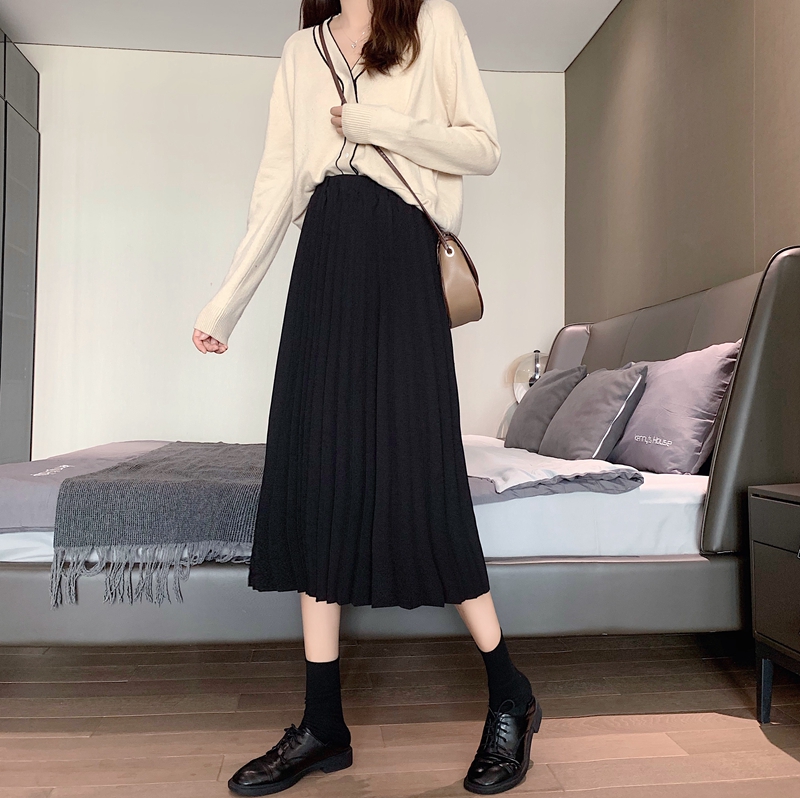 Xiaozhainv Fashion Pure Color All Match High Waist A Line Midi skirts | BigBuy360 - bigbuy360.vn