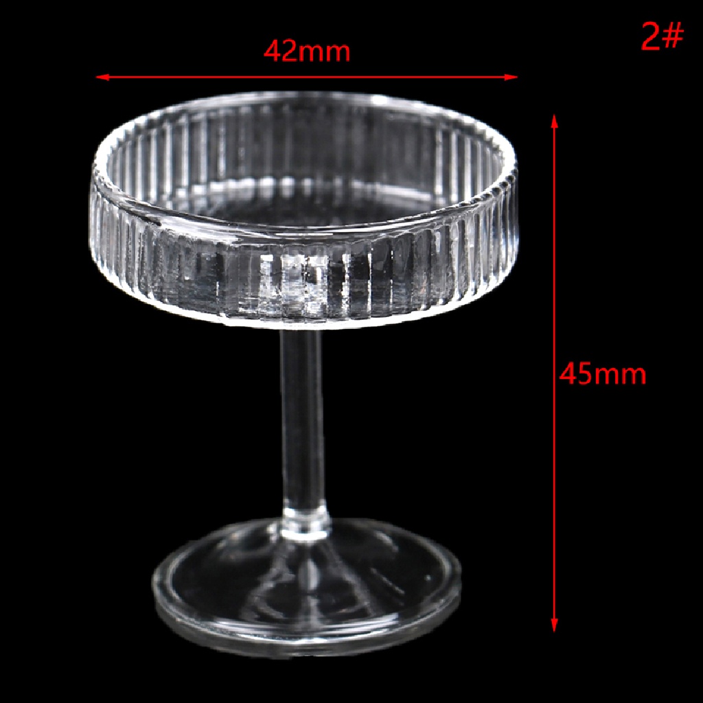SU Dollhouse Glass Cake Stand Fruit Tray Dessert Pan Kitchen Wine Glass Decor Toy n