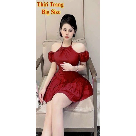 𝗕𝗜𝗚 𝗦𝗜𝗭𝗘 𝙷𝚘𝚝 Đầm Jum Cổ Yếm Xếp Ly 𝟲𝟬-𝟵𝟱𝗸𝗴