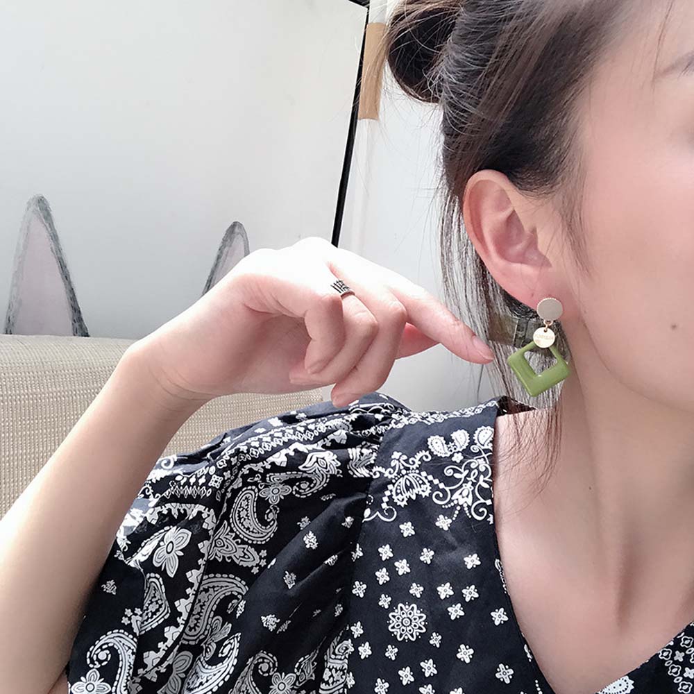 Bông Tai Hình Vuông Thiết Kế Đơn Giản Cho Nữ