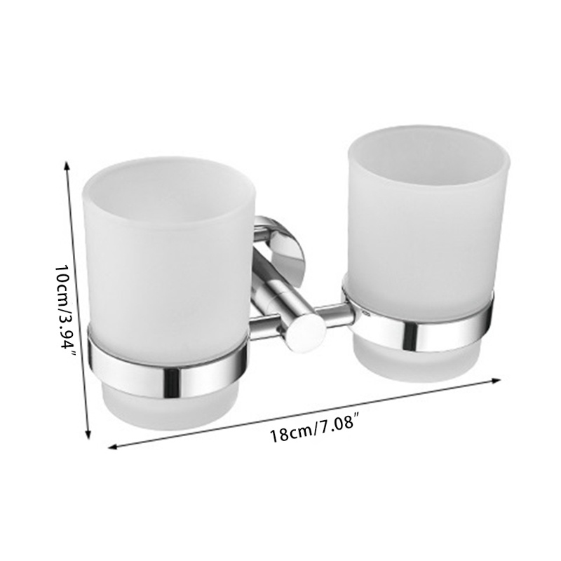 Giá Đỡ Cốc / Bàn Chải Đánh Răng / Cốc Súc Miệng Gắn Tường Màu Bạc