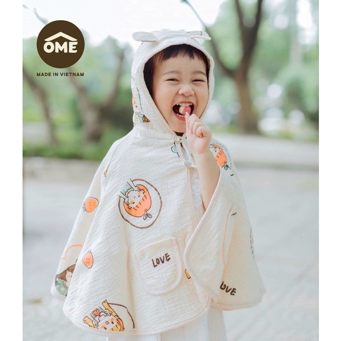 Áo choàng đa năng cho bé Ome-Áo chống nắng,chống bụi, cho bé từ sơ sinh đến 8 tuổi Ôme
