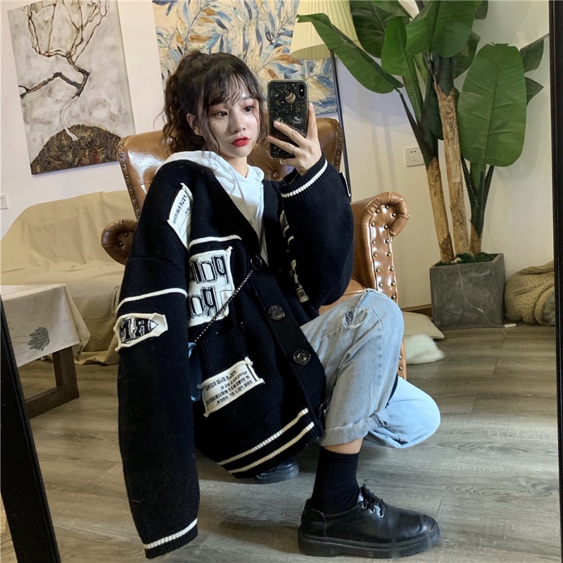 Áo khoác nam nữ cá tính len cardigan tay dài có nút cài form rộng thu đông hàn quốc học sinh ulzzang  couple