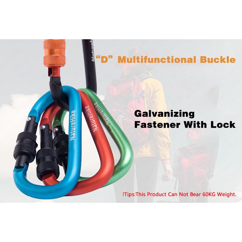 MÓC NHÔM CARABINER KHOÁ VẶN NATUREHIKE 8CM NH15A008-D