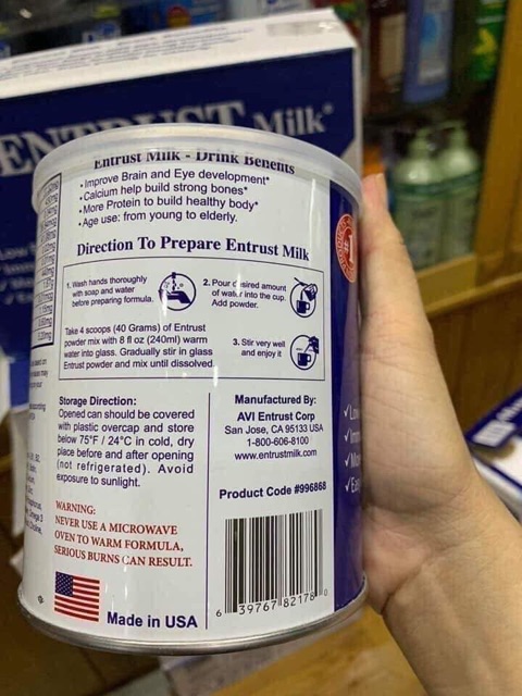 Sữa Entrust Mỹ - Dành cho người tiểu đường