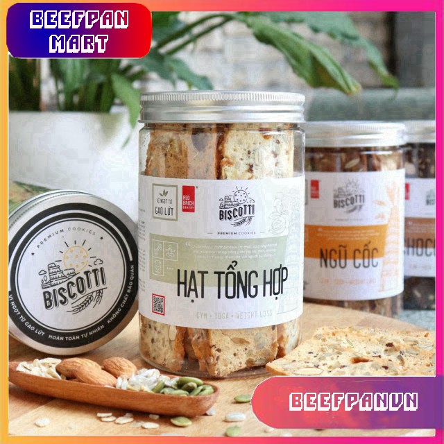Bánh BISCOTTI Hạt Tổng Hợp - [FREESHIP] - Gạch Đỏ 250g - Ăn  Kiêng - Giảm Cân - Dành Cho Người Tiếu Đường