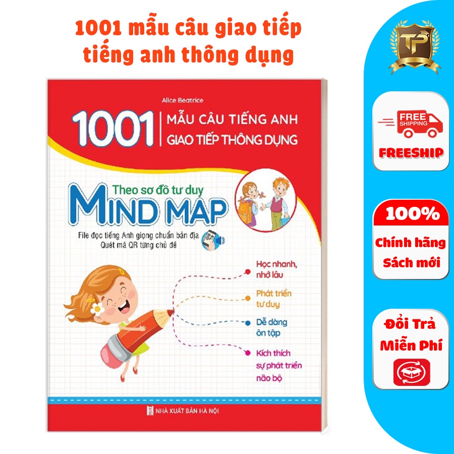 Sách - 1001 Mẫu Câu Tiếng Anh Giao Tiếp Thông Dụng - Theo Sơ Đồ Tư Duy Min Map (Dành Cho Trẻ Em) - Có File Nghe Đọc Kèm