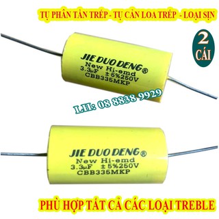 2 TỤ PHÂN TẦN 3,3MF 250V VÀNG - TỤ CHỐNG CHÁY TRÉP - TỤ CẢN LOA TREBLE - GIÁ 2 CHIẾC