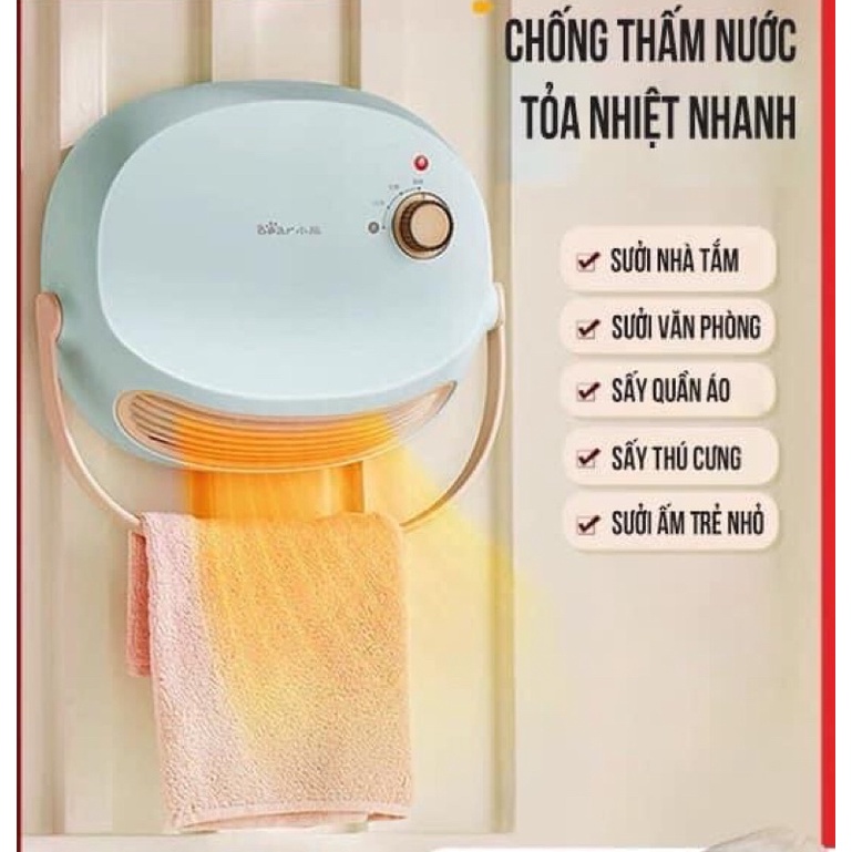 Máy Sưởi Để Bàn, Treo Tường Bear DNQ-A19B1 Chống Khô Da, Máy Sưởi Gốm Chống Thấm Nước An Toàn Cho Mẹ Và Bé