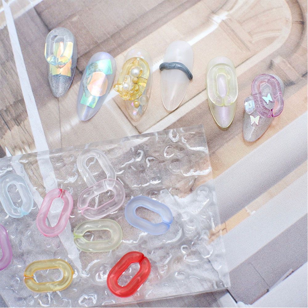 [Hàng mới về] 50 Phụ kiện trang trí móng tay nghệ thuật hình bầu dục 3d nhiều màu dễ thương DIY