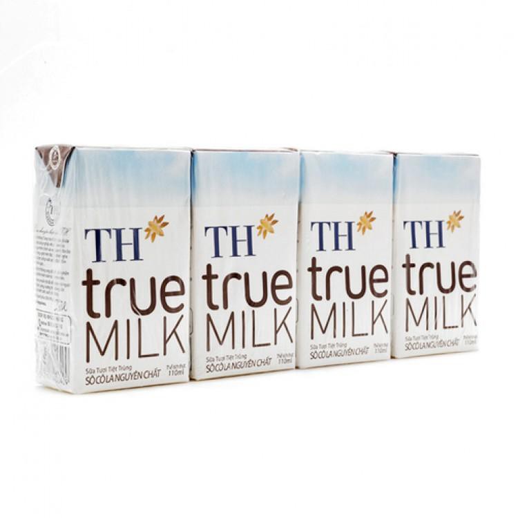 Sữa Tươi Tiệt Trùng TH True Milk Hương Sô Cô La Lốc 4 Hộp x 110 ML