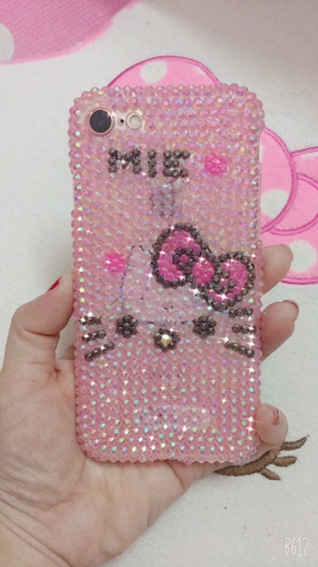 Combo hạt đá nhựa trang trí kèm ốp điện thoại Hello Kitty
