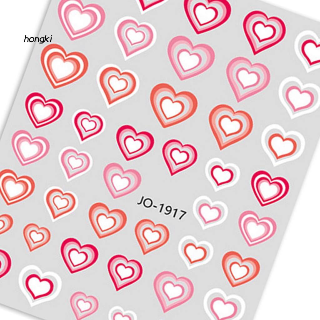 Nhãn Dán Móng Tay Lâu Trôi Không Thấm Nước Họa Tiết Trái Tim Xinh Xắn