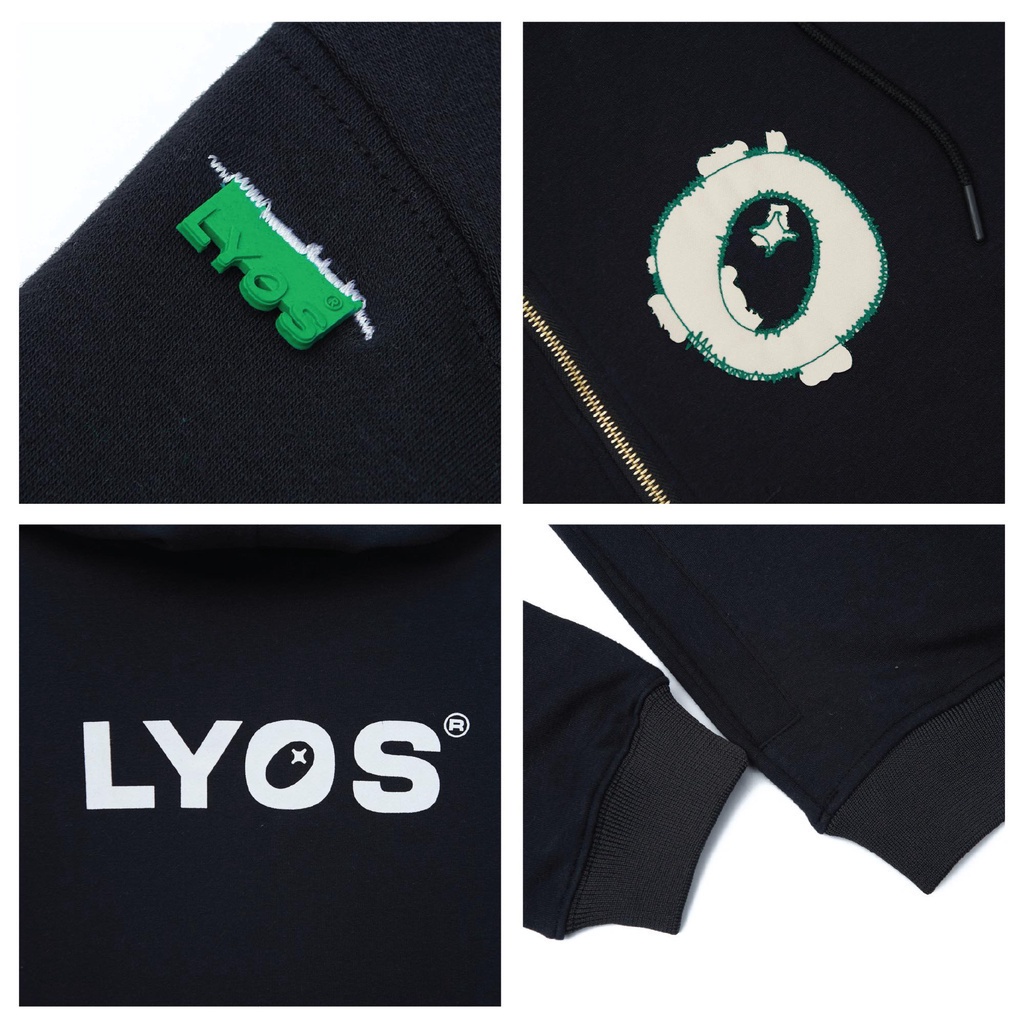 Áo Nỉ LYOS Ripped Hoodie Black/ Cream/ Green/ Blue/ Light Brown