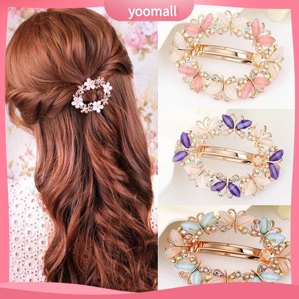 Kẹp tóc trang trí hình cánh bướm đính đá/ngọc trai thời trang cho nữ