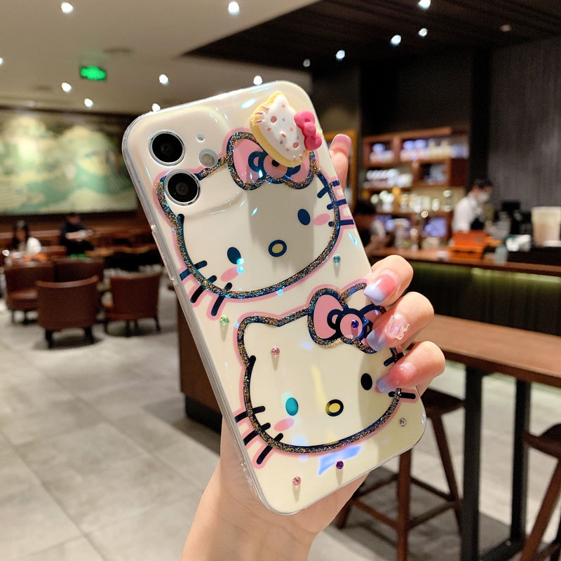 Ốp điện thoại mềm in hình Hello Kitty hoạt hình cho iPhone 13 12mini 11 Pro XS Max X XR 6 6S 7 8 Plus