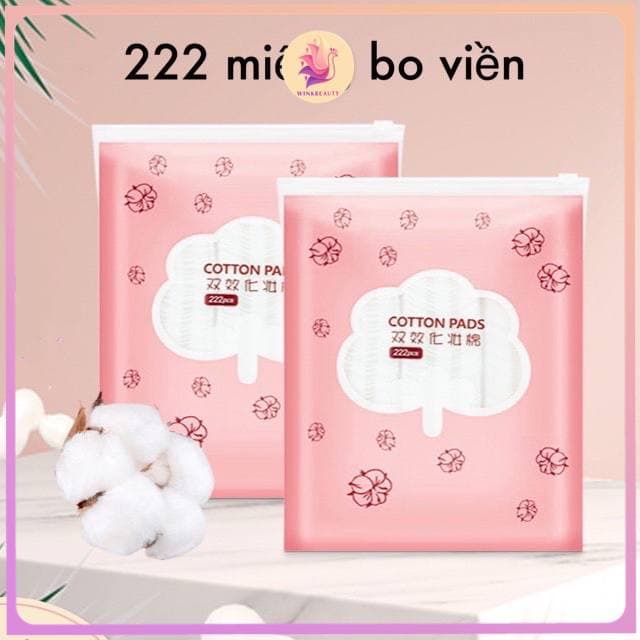 Bông Tẩy Trang 3 Lớp Cotton Pads 222 miếng có bo viền và 100% cotton WINKBEAUTY