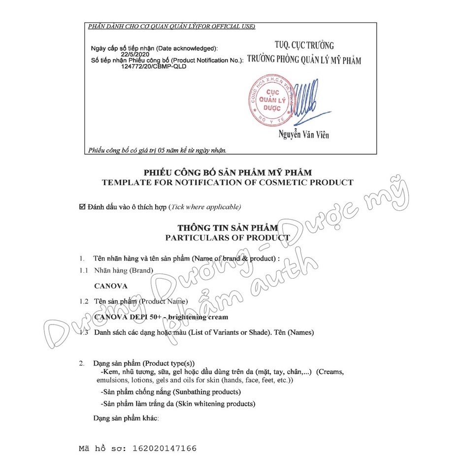 Kem làm mờ nám, sáng da ban ngày CANOVA  DEPI 50+ 50ml có tem phụ