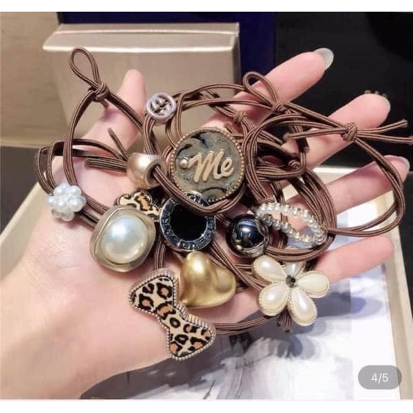 Set Dây Buộc Tóc Đính Đá 60 Món Phong Cách Hàn