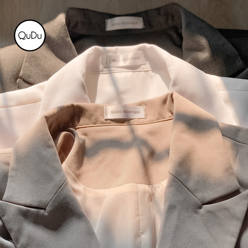 [Vest Thiết Kế] Áo Blazer Nữ QuDu Màu Trắng Đen Freesize  Dài Tay Hai Lớp Sang Xịn Trẻ Trung Hàng Thiết Kế | BigBuy360 - bigbuy360.vn