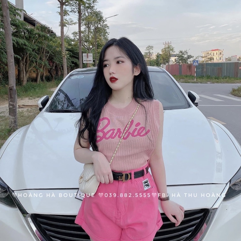 Áo Len Barbie dáng lửng tay hến và tay sát nách siêu iêu 010