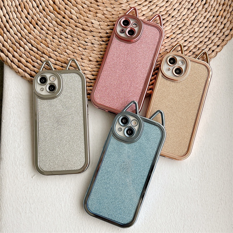 Ốp Lưng Tpu PhốI Tai MèO LấP LáNh ThờI Trang Cho iPhoneX/XS/XR/11/12/13/Pro/Max