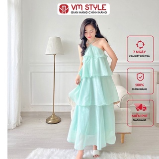 Đầm voan maxi dáng dài VMSTYLE cổ yếm 2 dây mảnh kiểu 4 tầng 08643 - 22VD04KI1601