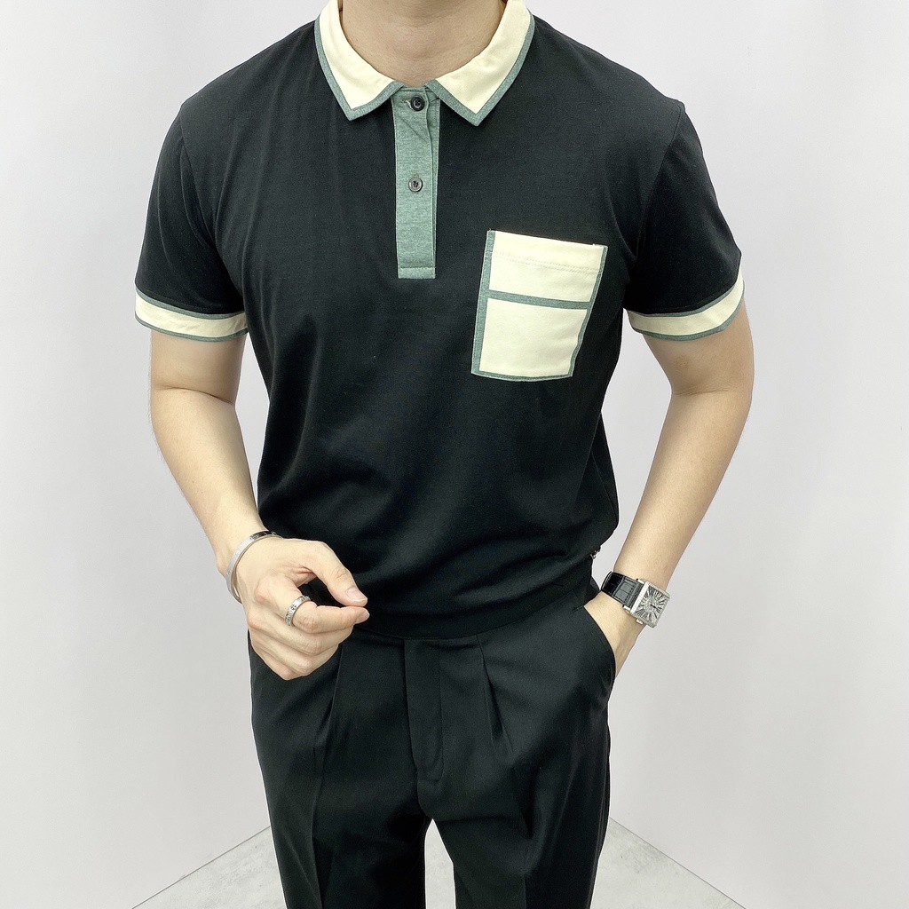 Áo Polo nam Banana Homme phối màu, áo phông nam cotton có cổ tay ngắn lỡ 2021 | BigBuy360 - bigbuy360.vn