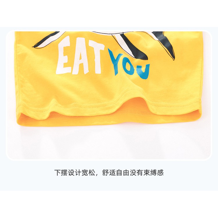 Áo thun cộc tay bé trai chính hãng LITTLE MAVEN - mẫu ATE046 ÁO MÀU VÀNG IN HÌNH CÁ HELLO DINNER