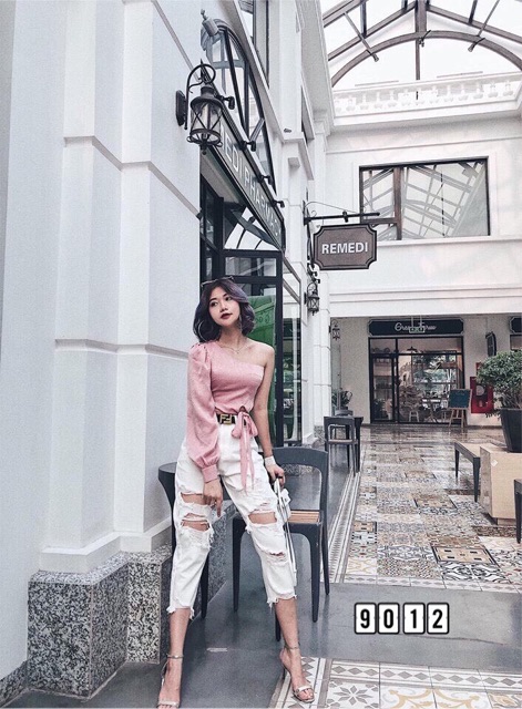 Quần bò baggy rách cực chất, Quần jean dáng baggy rách đùi cạp cao QS883X - NhiNhi Shop | BigBuy360 - bigbuy360.vn