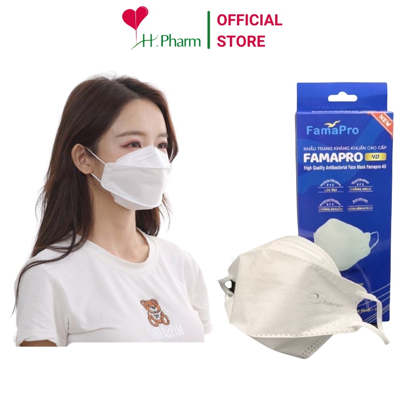 Khẩu trang y tế 4D cao cấp kháng khuẩn 3 lớp Nam Anh Famapro 4D mask dạng hộp